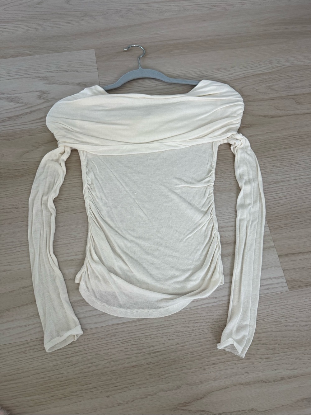 Forever 21 Off-the-Shoulder Long Sleeve Top - Cream